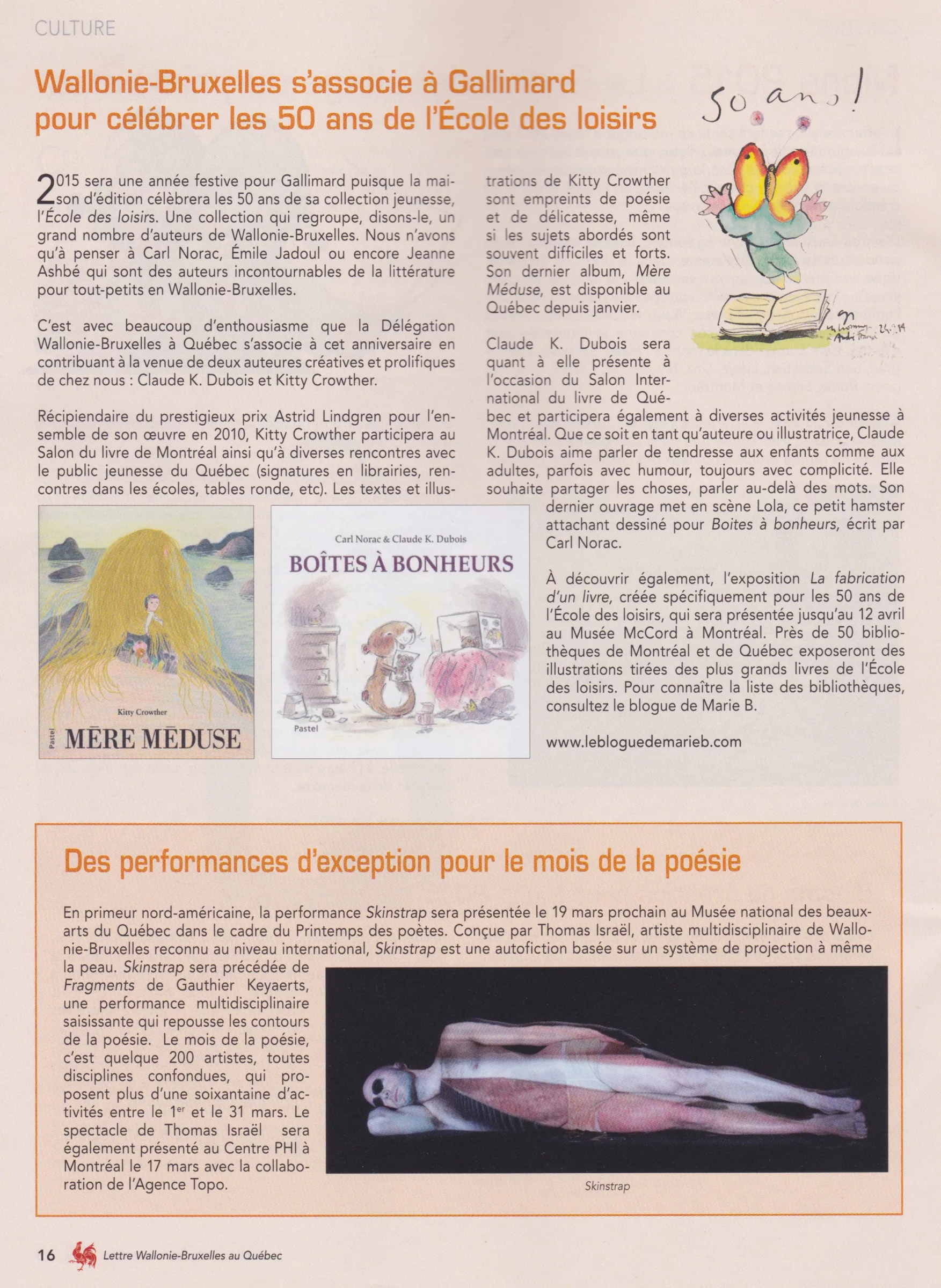 Lettre Wallonie-Bruxelles au Quebec printemps 2015